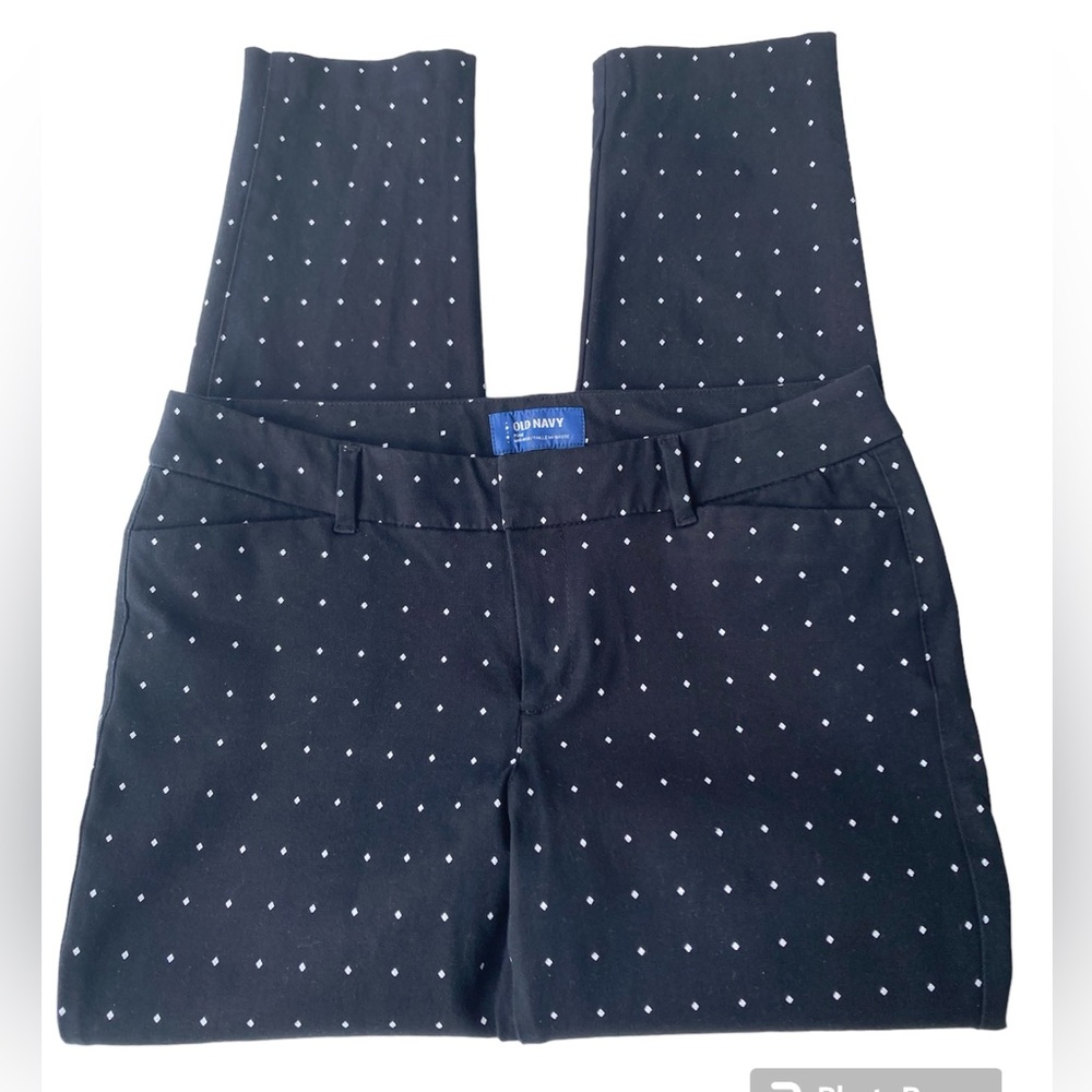 Old Navy Pixie Mid-Rise Pants Black White Diamond Cropped Ladies 8 Cotton